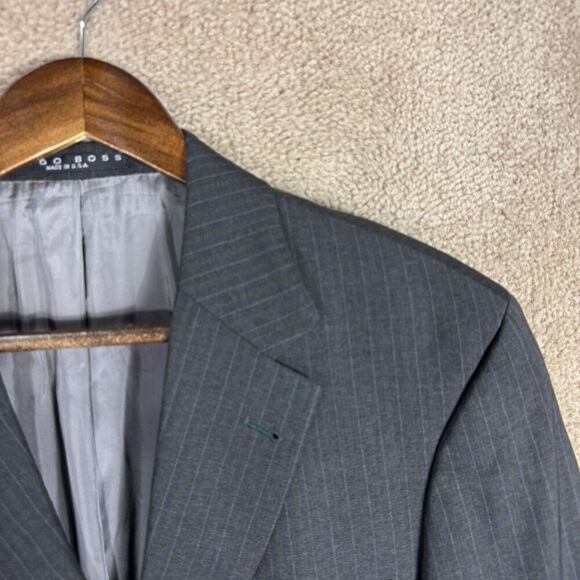 Hugo Boss Einstein Sigma Sport Coat‎ Mens 38 Gray Stripe Wool Blazer Suit Jacket - Picture 3 of 11